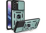 Galaxy S21 5G Custodia Con Anello, Supporto, Protezione Fotocamera, Paraurti In Tpu, Custodia In Silicone Per Samsung Galaxy S21 5G Verde