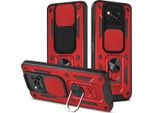 Xiaomi Poco X3 Custodia Con Anello, Supporto, Protezione Fotocamera, Paraurti In Tpu, Custodia In Silicone Per Xiaomi Poco X3 Nfc / X3 Pro Rosso