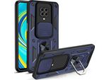 Redmi Note 9 Pro Custodia Con Anello Magnetico Girevole A 360° Supporto Per Fotocamera Slide Protection Tpu Bumper Custodia Protettiva In Silicone Per Xiaomi Redmi Note 9S / 9 Pro / 9 Pro Max Blu