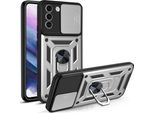 Galaxy S21 5G Custodia Con Anello, Supporto, Protezione Fotocamera, Paraurti In Tpu, Custodia In Silicone Per Samsung Galaxy S21 5G Argento