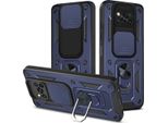 Xiaomi Poco X3 Custodia Con Anello, Supporto, Protezione Fotocamera, Paraurti In Tpu, Custodia In Silicone Per Xiaomi Poco X3 Nfc / X3 Pro Blu