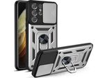 Galaxy S21 Ultra 5G Custodia Con Anello, Supporto, Protezione Fotocamera, Paraurti In Tpu, Custodia In Silicone Per Samsung Galaxy S21 Ultra 5G Argento