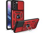 Galaxy S21 Fe 5G Custodia Con Anello, Supporto, Protezione Fotocamera, Paraurti In Tpu, Custodia In Silicone Per Samsung Galaxy S21 Fe 5G Rosso