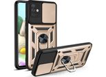 Galaxy A71 4G Custodia Con Anello Magnetico Girevole A 360° Supporto Per Fotocamera Slide Protezione Tpu Bumper Silicone Custodia Protettiva Per Samsung Galaxy A71 4G Oro