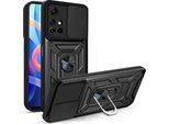 Xiaomi Poco M4 Pro 5G Custodia Con Anello Magnetico Girevole A 360° Supporto Per Fotocamera Slide Protezione Tpu Bumper Custodia Protettiva In Silicone Per Xiaomi Poco M4 Pro 5G Nero