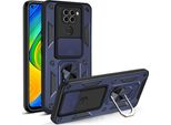 Redmi Note 9 Custodia Con Anello Magnetico Girevole A 360° Supporto Per Fotocamera Slide Protection Tpu Bumper Silicone Protective Case Per Xiaomi Redmi Note 9 Blue