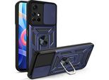 Xiaomi Poco M4 Pro 5G Custodia Con Anello Magnetico Girevole A 360° Supporto Per Fotocamera Slide Protection Tpu Bumper Custodia Protettiva In Silicone Per Xiaomi Poco M4 Pro 5G Blu