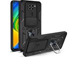 Redmi Note 9 Custodia Con Anello Magnetico Girevole A 360° Supporto Per Fotocamera Slide Protection Tpu Bumper Silicone Protective Case Per Xiaomi Redmi Note 9 Nero