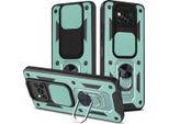 Xiaomi Poco X3 Custodia Con Anello Magnetico Girevole A 360° Supporto Per Fotocamera Slide Protection Custodia Protettiva In Silicone Tpu Bumper Per Xiaomi Poco X3 Nfc / X3 Pro Verde