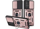 Galaxy A52 Custodia Con Anello Magnetico Girevole A 360° Supporto Per Fotocamera Scivolare Protezione Tpu Bumper Silicone Custodia Protettiva Per Samsung Galaxy A52 5G/4G Rosa