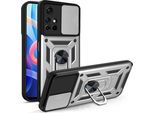 Xiaomi Poco M4 Pro 5G Custodia Con Anello, Supporto, Protezione Fotocamera, Paraurti In Tpu, Custodia In Silicone Per Xiaomi Poco M4 Pro 5G Argento