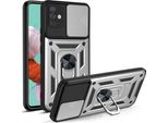Galaxy A51 4G Custodia Con Anello Magnetico Girevole A 360° Supporto Per Fotocamera Scivolare Protezione Tpu Bumper Silicone Custodia Protettiva Per Samsung Galaxy A51 4G Argento
