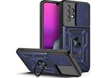 Galaxy A73 5G Custodia Con Anello Supporto Supporto Scivolare Fotocamera Protezione Tpu Pc Custodia Protettiva Per Samsung Galaxy A73 5G Blu