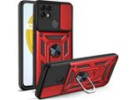 Custodia Realme C21 Con Anello, Supporto, Protezione Fotocamera, Paraurti In Tpu, Custodia In Silicone Per Oppo Realme C21 Rosso