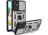 Galaxy A71 4G Custodia Con Anello Magnetico Girevole A 360° Supporto Per Fotocamera Scivolare Protezione Tpu Bumper Silicone Custodia Protettiva Per Samsung Galaxy A71 4G Argento