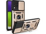 Galaxy A22 4G Custodia Con Anello Magnetico Girevole A 360° Supporto Per Fotocamera Scivolare Protezione Tpu Bumper Silicone Custodia Protettiva Per Samsung Galaxy A22 4G Oro