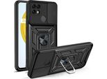 Custodia Realme C21 Con Anello, Supporto, Protezione Fotocamera, Paraurti In Tpu, Custodia In Silicone Per Oppo Realme C21 Nero
