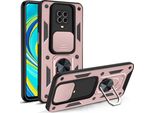 Custodia Redmi Note 9 Pro Con Anello, Supporto, Protezione Fotocamera, Paraurti In Tpu, Custodia In Silicone Per Xiaomi Redmi Note 9S / 9 Pro / 9 Pro Max Rosa