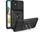 Galaxy A71 4G Custodia Con Anello Magnetico Girevole A 360° Supporto Per Fotocamera Scivolare Protezione Tpu Bumper Silicone Custodia Protettiva Per Samsung Galaxy A71 4G Nero