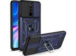 Redmi Note 8 Pro Custodia Con Anello Magnetico Girevole A 360° Supporto Per Fotocamera Slide Protection Custodia Protettiva In Silicone Tpu Bumper Per Xiaomi Redmi Note 8 Pro Blu