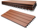 Wolketon Piastrelle Terrazza Wpc Piastrelle Legno Plastica 30S 5M² Set 60X30Cm, Marrone Giardino Click Piastrelle Pavimentazione Con Drenaggio Piastrelle Terrazza Balcone