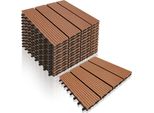 Wolketon Wpc Piastrelle Patio 33 Piastrelle In Legno Plastica Economia Set Per 3M² 30X30Cm Giardino Click Piastrelle Pavimentazione Con Drenaggio Balcone Piastrelle