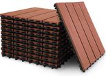 Tolletour Piastrelle Per Terrazze Wpc Piastrelle In Legno Plastica 44Er 4M² Set 30X30Cm, Marrone Giardino Click Piastrelle Pavimentazione Con Drenaggio Piastrelle Terrazza Balcone