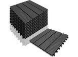 Tolletour Piastrelle Per Terrazze Wpc Piastrelle In Legno Plastica 33Er 3M² Set 30X30Cm, Grigio Antracite Giardino Piastrelle Click Pavimentazione Con Drenaggio Piastrelle Per Terrazze Balcone