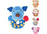 Lorelli Sonaglio Per Bambini Animali Di Peluche, Giocattolo Da Afferrare, Zone Fruscianti, Colori Vivaci Blu