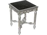 Casa Padrino Tavolino Barocco Argento / Nero - Tavolino In Legno Massiccio Fatto A Mano Con Piano In Marmo - Mobili Da Salotto Barocchi