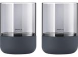 Blomus Calma Lanterna, Set Di 2, Portacandele, Portalampada Decorativo, Portacandele, Cemento/Vetro, Acciaio Grigio Fumo, H 9,5 Cm, 66255