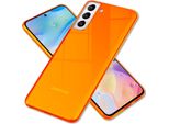 Nalia Clear Neon Custodia Per Cellulare Per Samsung Galaxy S22 Plus, Trasparente Colorata Luminosa Antigiallo, Sottile Robusta Custodia Protettiva Arancione