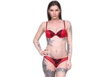 Set Lingerie Donna Reggiseno Con Ferretto Slip Push-Up Perizoma Intimo Coppa B Rosso 85