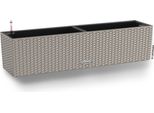 Fioriera Lechuza Balconera Cottage 80 Sand Brown | Cassetta Da Balcone Con Sistema Di Irrigazione E 2 Inserti Per Piante | Aspetto Vimini | 79 X 19 X 19 Cm | 15456