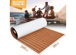 Fiqops Tappetino Di Copertura Del Pavimento Tappeto Di Coperta Eva Schiuma Teak Yacht Autoadesivo Tappetino Di Coperta Marrone 240X90Cm
