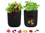 2 Pezzi Sacchetto Di Piantagione Riutilizzabile Sacchetto Di Piantagione Di Patate Sacchetto Di Piantagione Di Pomodori Sacchetto Di Piantagione Durevole Per Fiori Piante Ortaggi (7 Galloni, Nero)