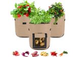 3 Pezzi Sacchetto Di Piantagione Riutilizzabile Sacchetto Di Piantagione Di Patate Sacchetto Di Piantagione Di Pomodori Sacchetto Di Piantagione Durevole Per Fiori Piante Ortaggi (7 Galloni, Marrone)