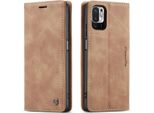 Xiaomi Poco M3 Pro 5G Custodia, Retro Custodia In Finto Cuoio Con Funzione Stand Per Xiaomi Poco M3 Pro 5G Marrone