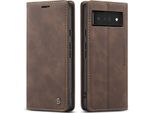 Google Pixel 6 Pro Case, Retro Custodia In Finto Cuoio Con Funzione Di Stand Custodia Protettiva Per Google Pixel 6 Pro Caffè