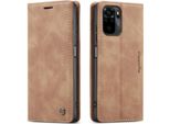 Custodia Redmi Note 10 4G, Custodia Retrò In Finto Cuoio Con Funzione Di Stand Cover Protettiva Per Xiaomi Redmi Note 10 4G / Note 10S Marrone