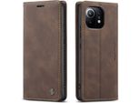 Xiaomi Mi 11 Lite Case, Retro Custodia In Finto Cuoio Con Funzione Stand Cover Protettiva Per Xiaomi Mi 11 Lite Caffè