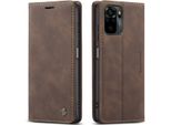 Custodia Redmi Note 10 4G, Retro Custodia In Finto Cuoio Con Funzione Stand Per Xiaomi Redmi Note 10 4G / Note 10S Caffè