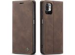 Xiaomi Poco M3 Pro 5G Custodia, Retro Custodia In Finto Cuoio Con Funzione Stand Per Xiaomi Poco M3 Pro 5G Caffè