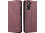 Galaxy S22 Plus 5G Case, Retro Custodia In Finto Cuoio Con Funzione Stand Per Samsung Galaxy S22 Plus 5G Rosso