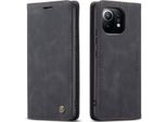 Xiaomi Mi 11 Lite Case, Retro Custodia In Finto Cuoio Con Funzione Stand Per Xiaomi Mi 11 Lite Nero