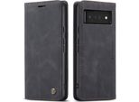 Google Pixel 6 Pro Case, Retro Custodia In Finto Cuoio Con Funzione Stand Per Google Pixel 6 Pro Nero