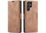 Custodia Galaxy S22 Ultra 5G, Custodia Retrò In Finto Cuoio Con Funzione Di Stand Cover Protettiva Per Samsung Galaxy S22 Ultra 5G Marrone