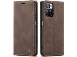 Custodia Redmi Note 11S, Custodia Retrò In Finto Cuoio Con Funzione Stand Cover Protettiva Per Xiaomi Redmi Note 11 4G / Note 11S Caffè