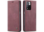 Custodia Redmi Note 11 Pro, Custodia Retrò In Finto Cuoio Con Funzione Stand Per Xiaomi Redmi Note 11 Pro/Note 11 Pro+ Rosso