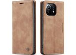 Xiaomi Mi 11 Lite Case, Retro Custodia In Finto Cuoio Con Funzione Stand Per Xiaomi Mi 11 Lite Brown